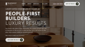 Website homepage for a luxury home builder featuring navigation links, project photos, service descriptions, process steps, recent projects, client reviews, and contact information. | Miss Cieline